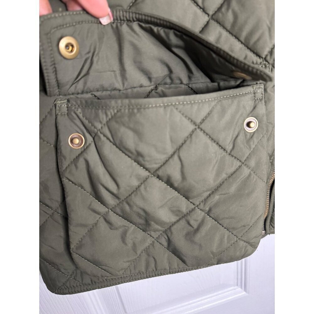 Polo Ralph Lauren Girls L Olive Green Quilted Jacket Gold Snap Buttons & Zipper - Picture 9 of 9